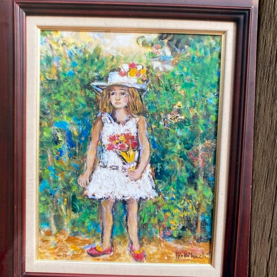 絵画 油彩画 油絵 「読書する少女」F4 菊地正則 パリ 美品 送料